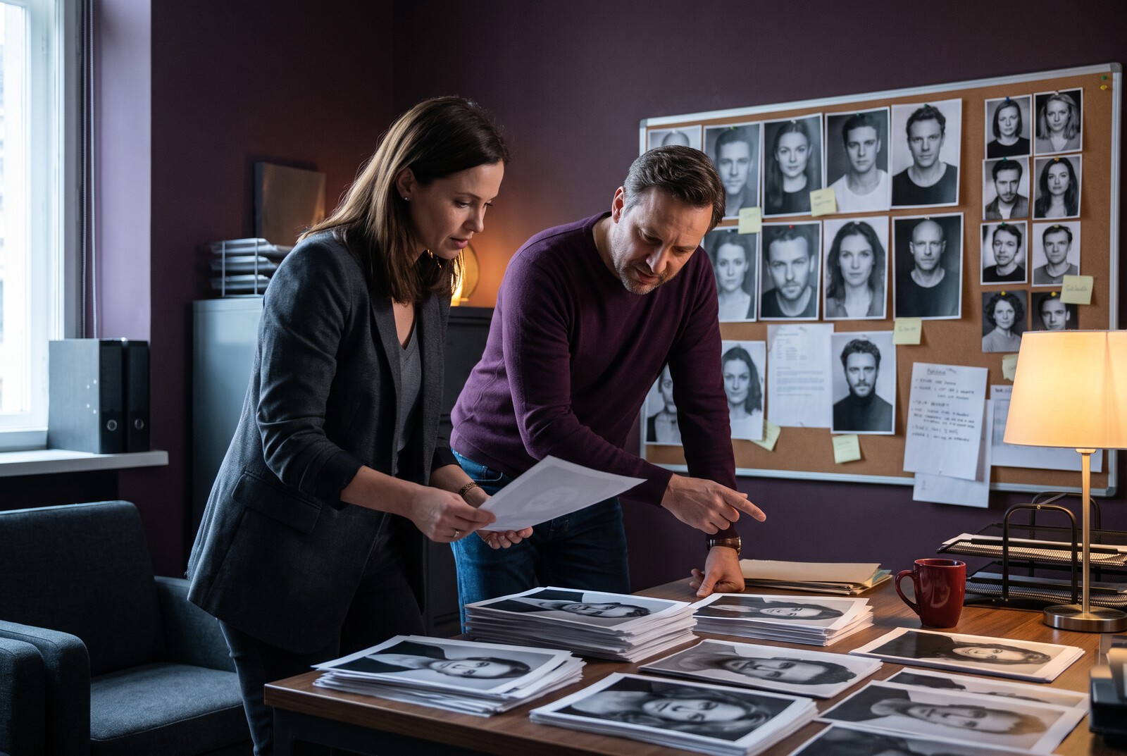 Casting team reviewing applicant headshots